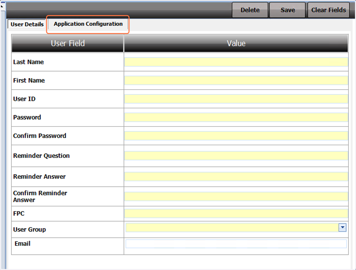Click on Application Configuration