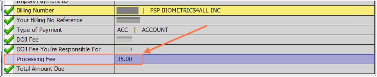 The Processing Fee field in the Payment page will populate with your chosen rolling fee. You can still edit your fee in the middle of the transaction.