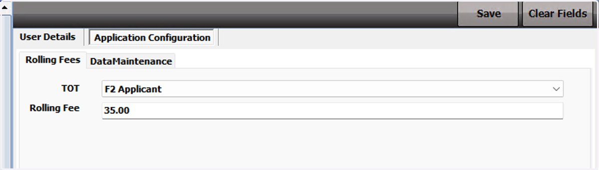 Choose the TOT (Type of Transaction) you want to edit and enter your rolling fee. Be sure to press save when you're done
