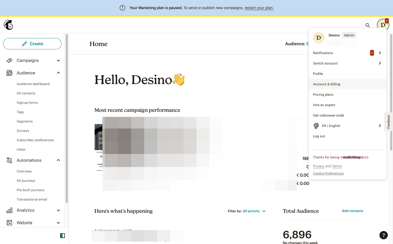 Click on Account & billing