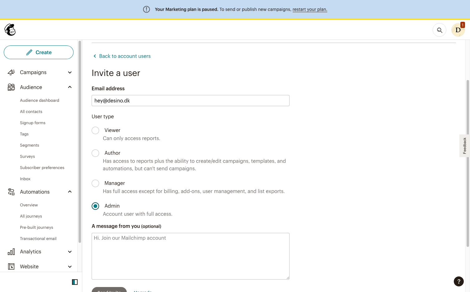 Select Admin…