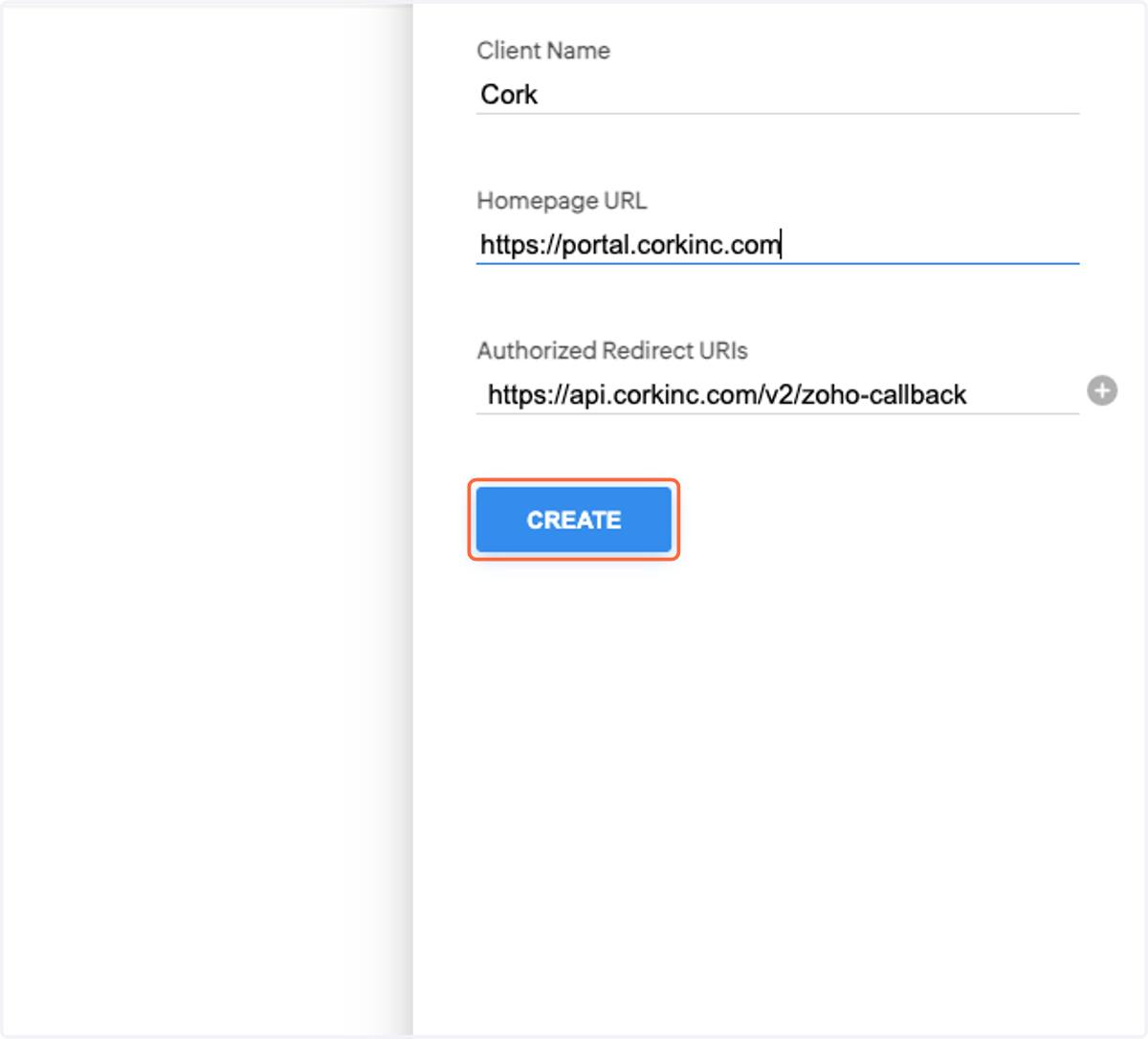 Click on CREATE