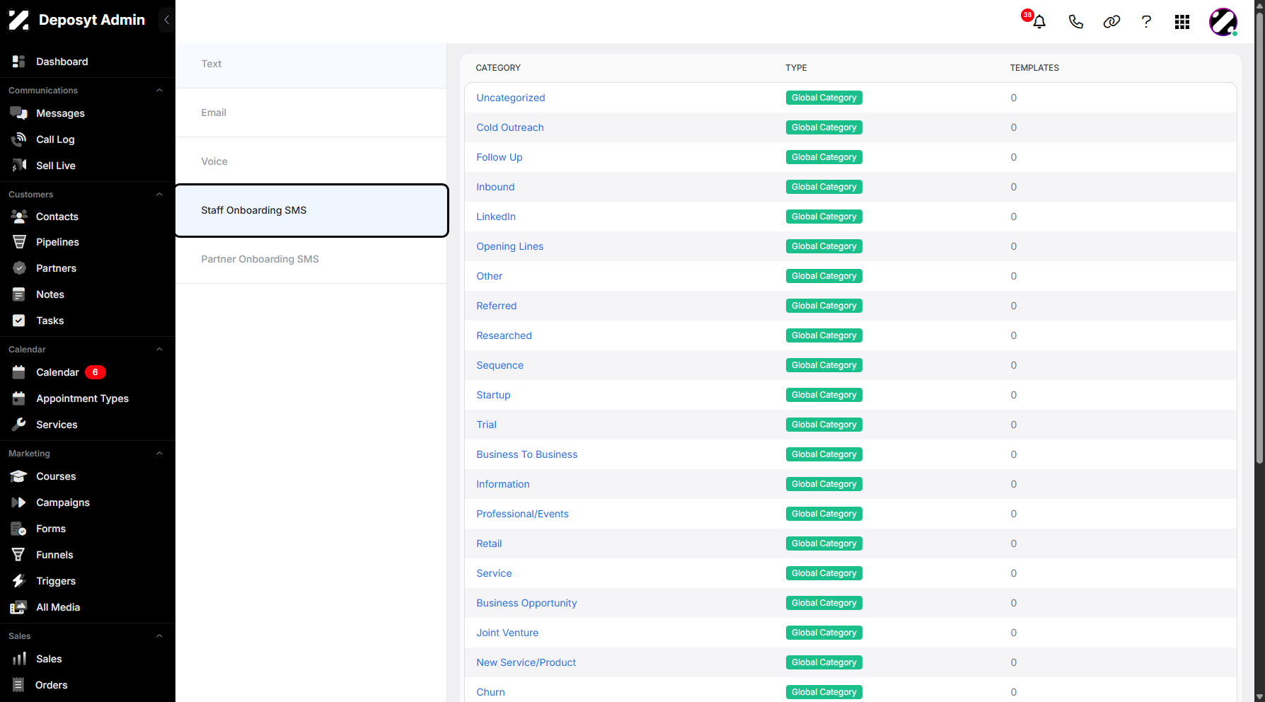 Step 5: Click on Staff Onboarding SMS to navigate.
