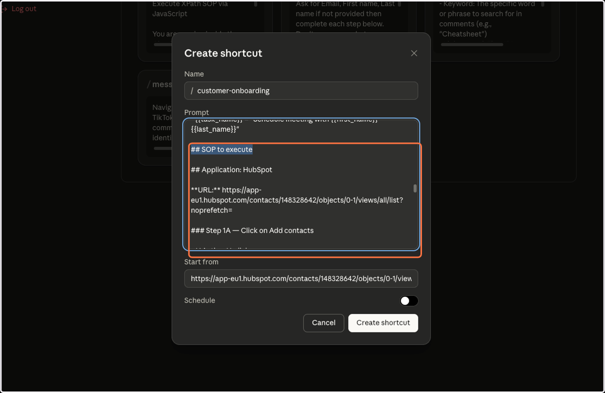 Paste under "## SOP to execute"