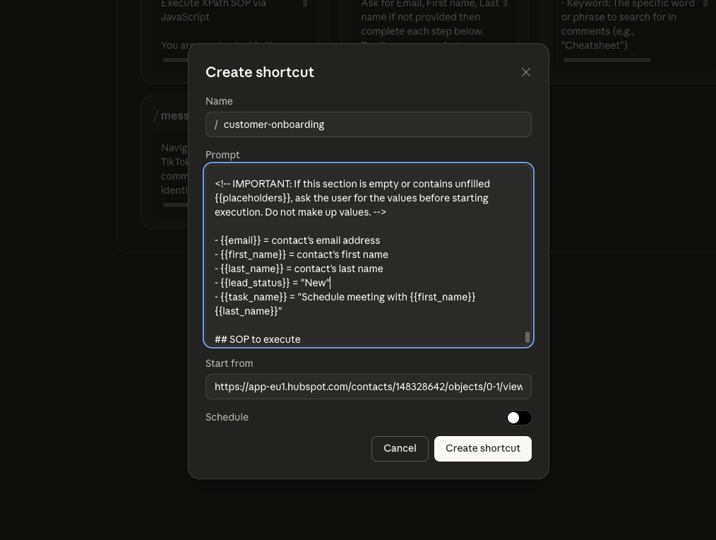Paste variables under ## Variables and adjust values