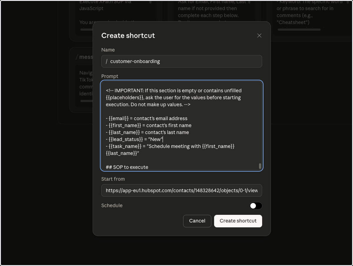 Paste variables under ## Variables and adjust values