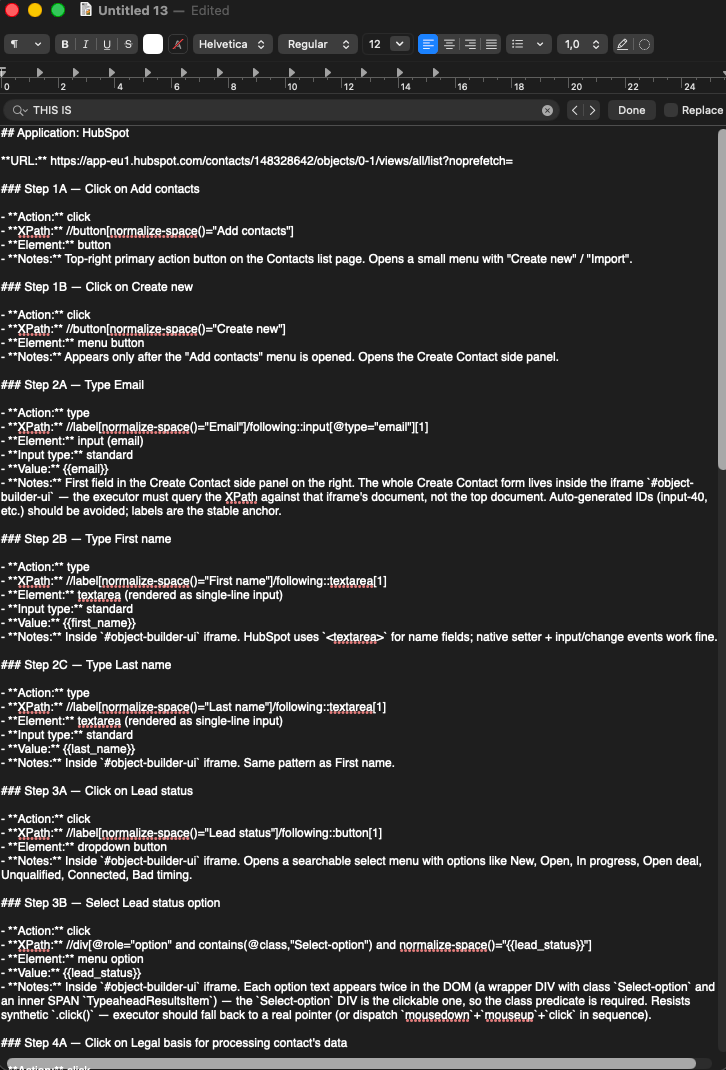Copy “Start form URL” from the “URL:” at the top of the XPath SOP in the text file.