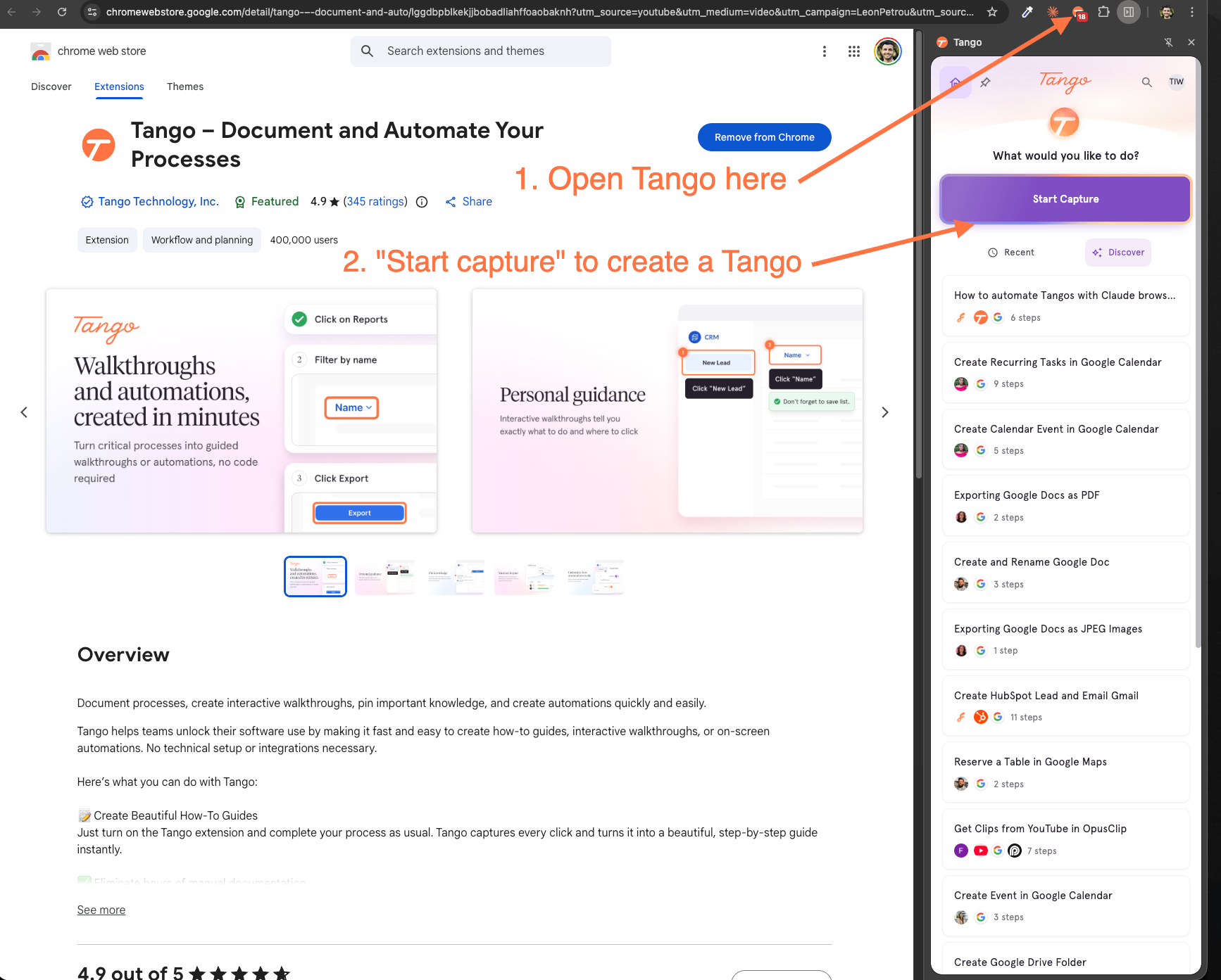 Create an account then click Start Tango