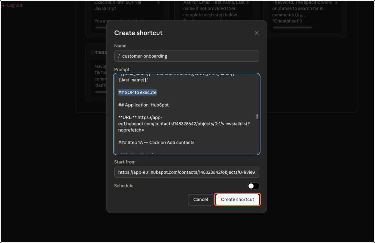 Click "Create shortcut"