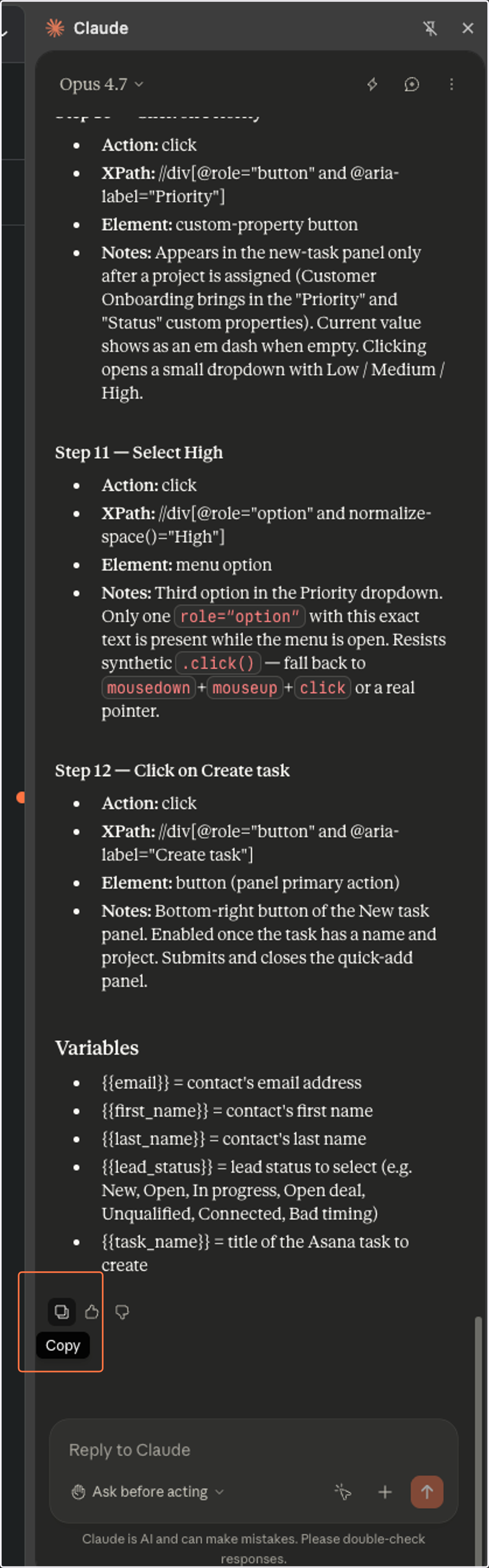 Copy Response, the XPath SOP