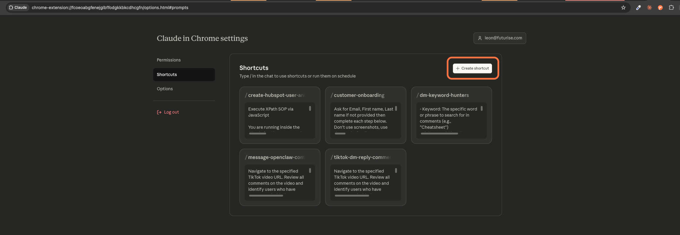 Go to browser settings and click Create shortcut