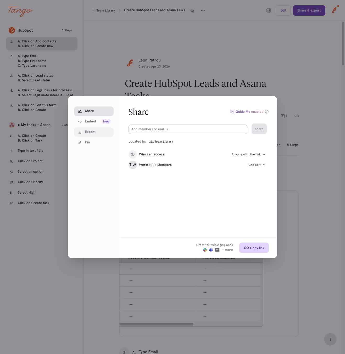 Click on Export