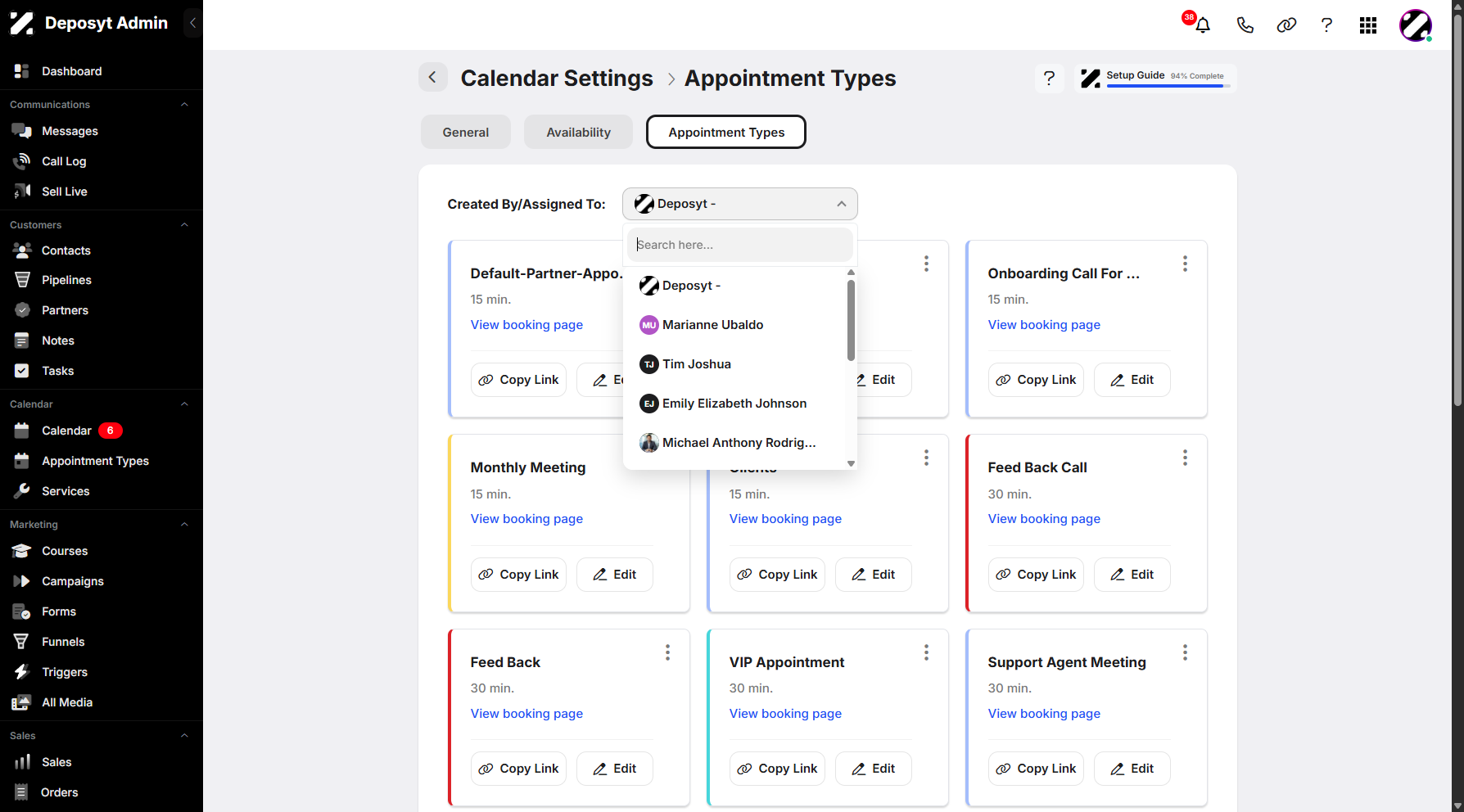 Managing Appointment Types