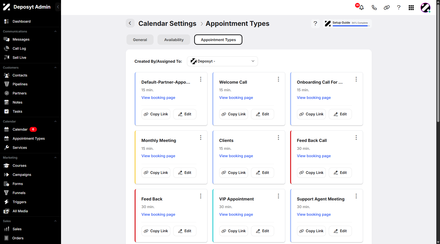 Step 9: You can click View Booking Page to view it. You can also copy the booking link and edit it by clicking the corresponding buttons.