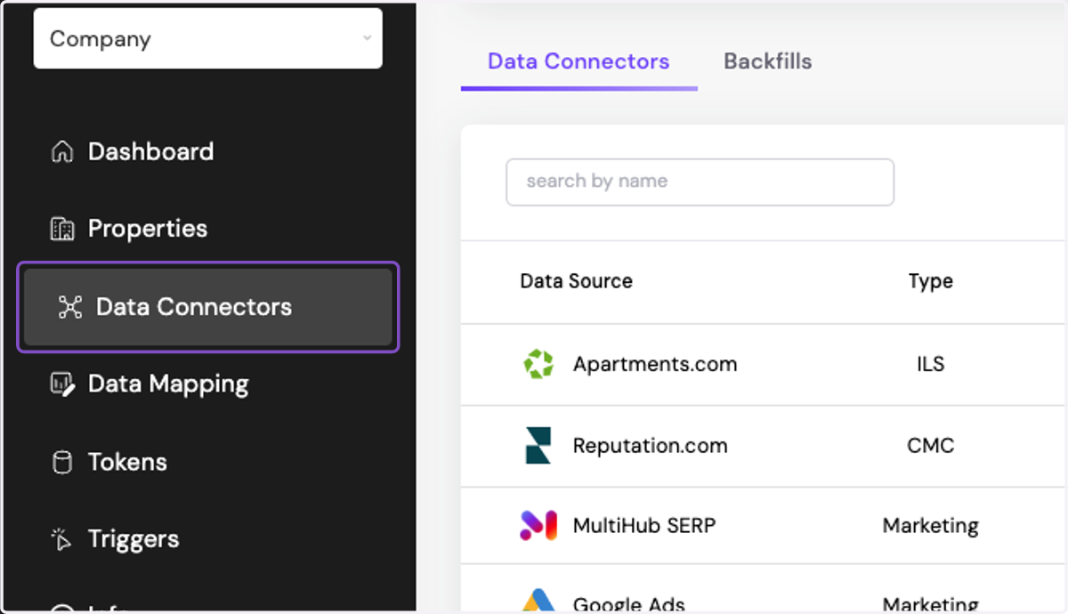 Click on Data Connectors