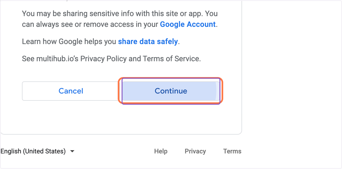 Click Continue