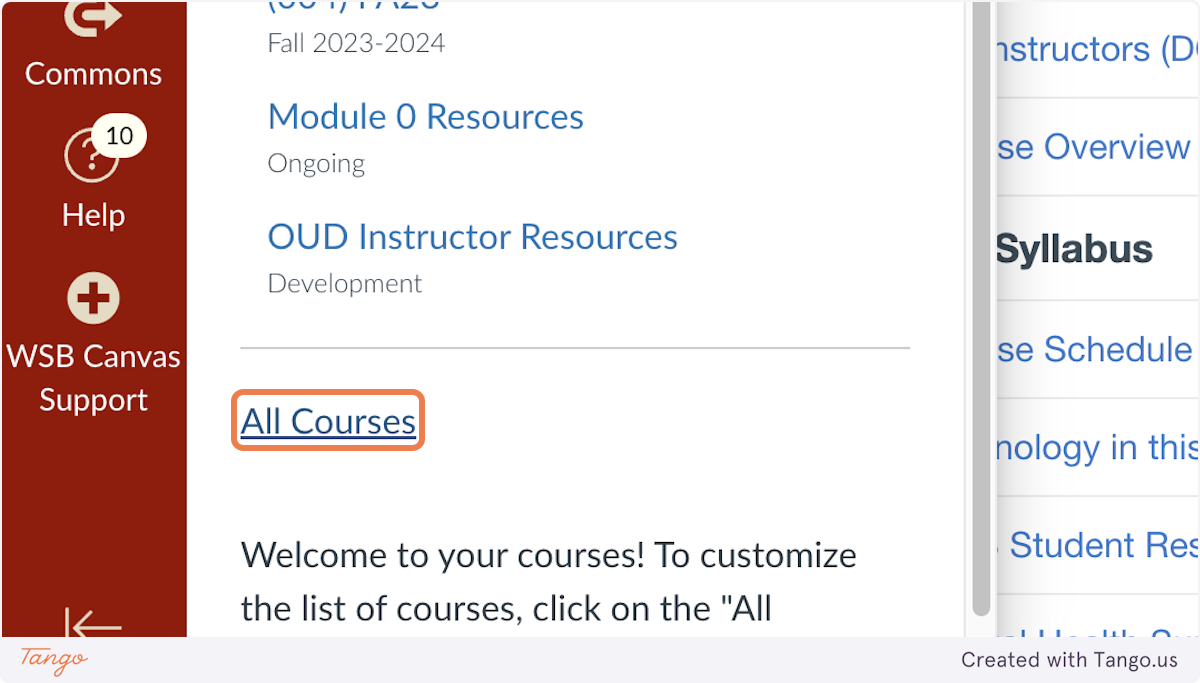 Click on All Courses