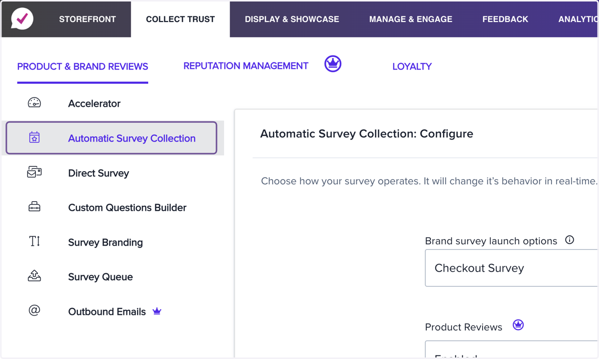 Click on Automatic Survey Collection