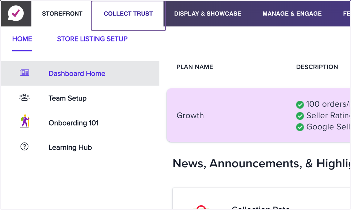 Click on Collect Trust