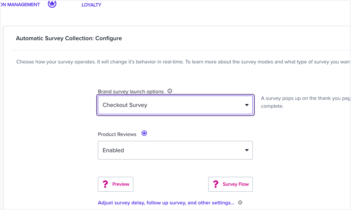 Click on Checkout Survey