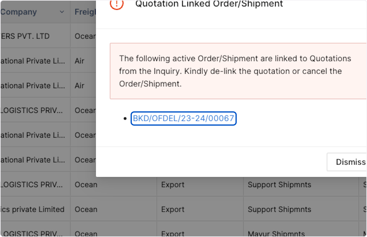 You can do that by clicking on the Order/Shipment reference link on the alert. 