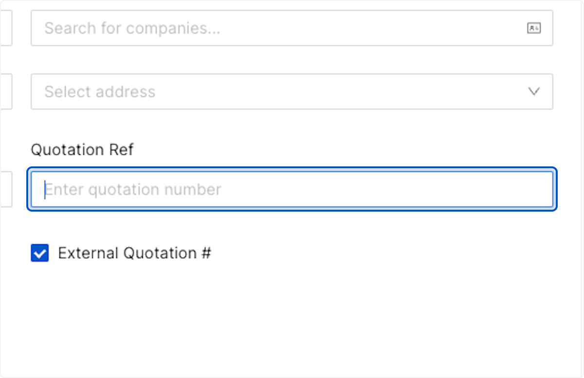 Select External Quotation # and delete the number on Quotation Ref field