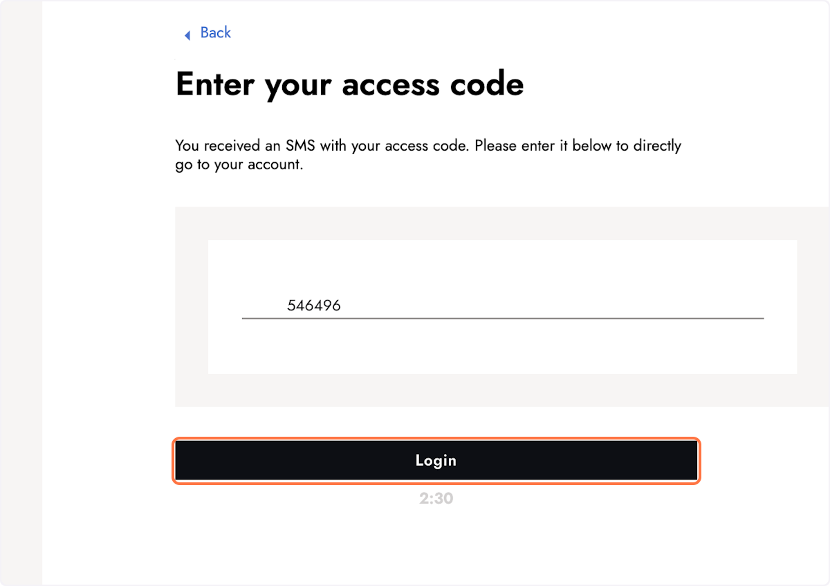 Click Login to confirm the code and access your platform. 