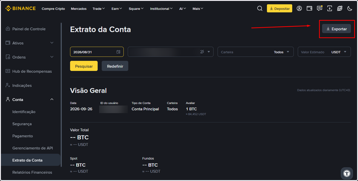 Clique em Exportar