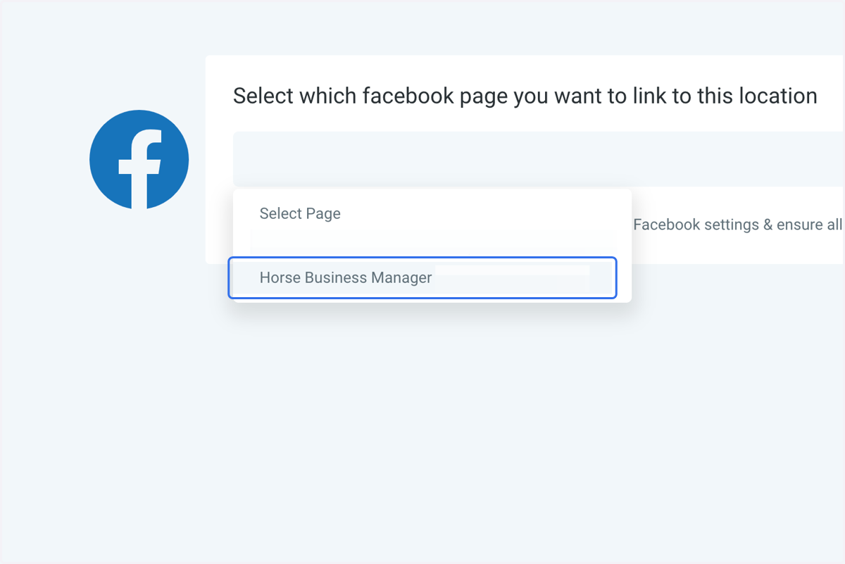 Use the dropdown menu to select your Facebook page.