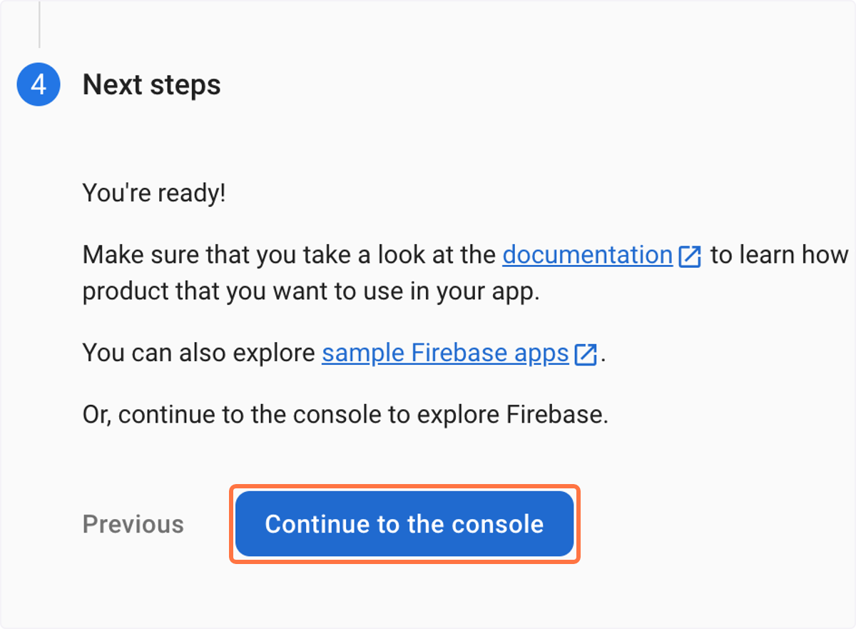 Click on 'Continue to the console' Click on 'Continue to the console'