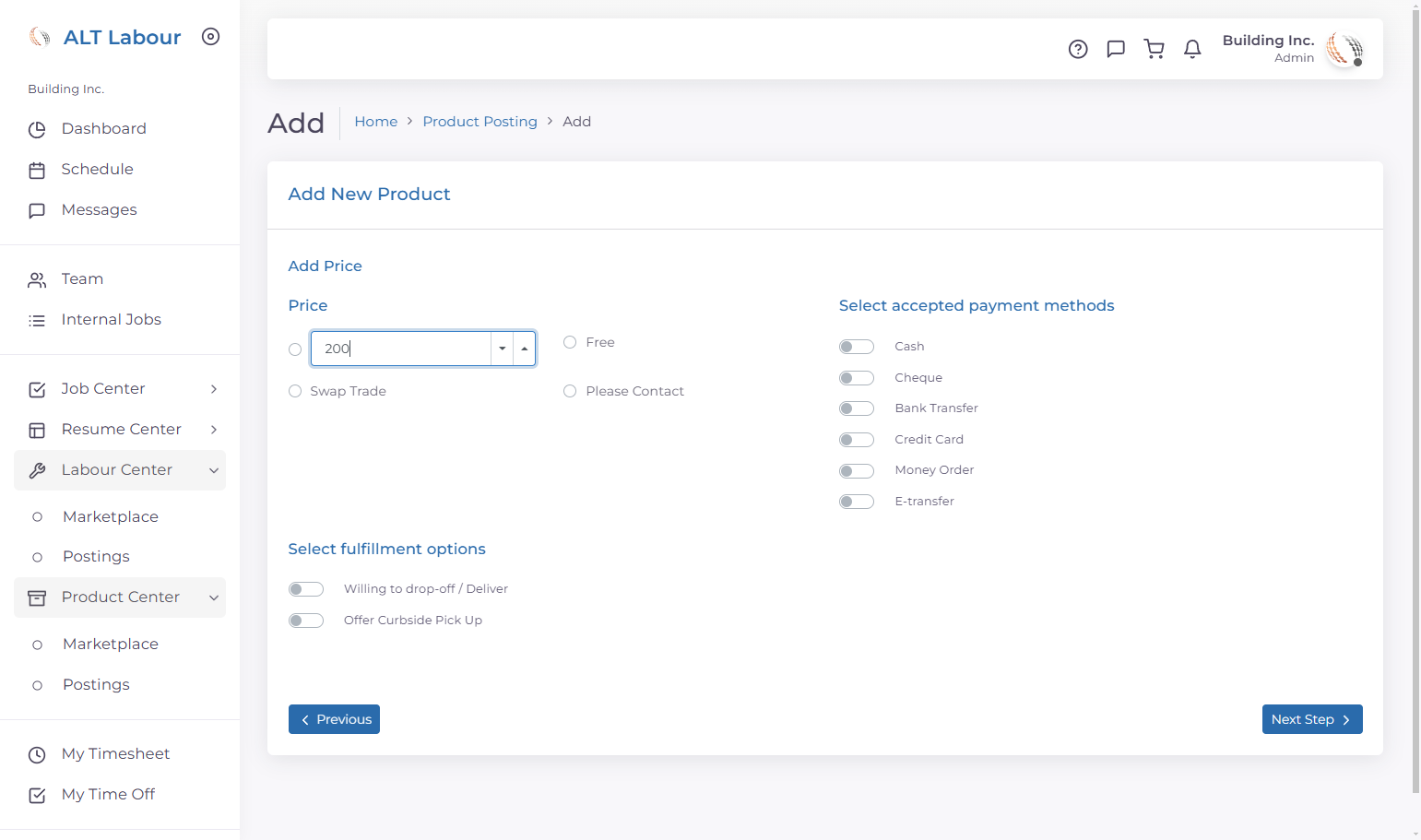 Select Fulfillment Options