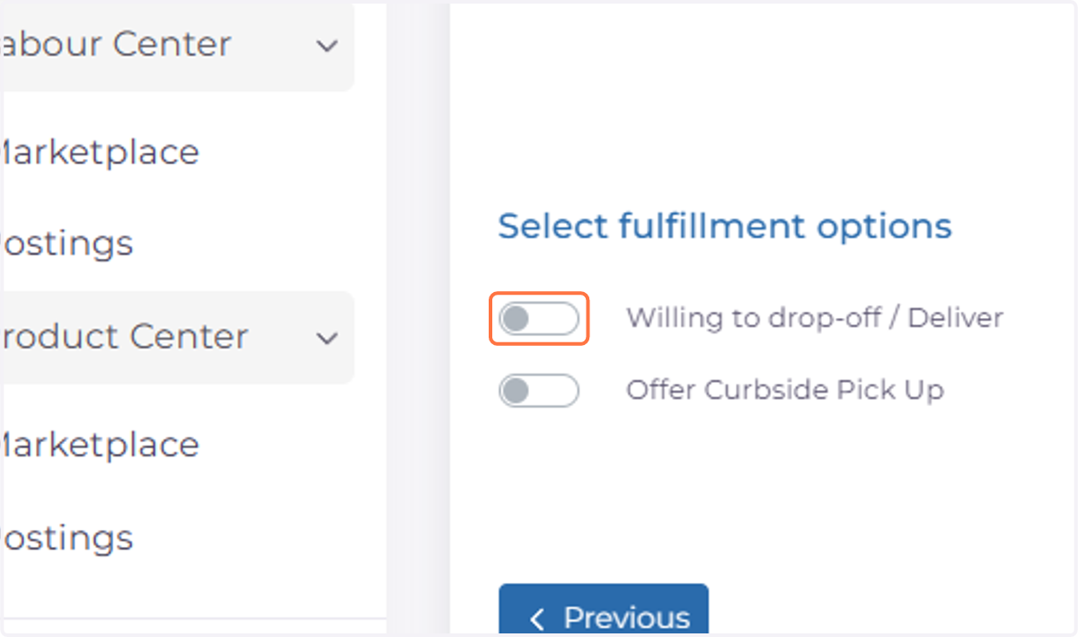 Select Fulfillment Options