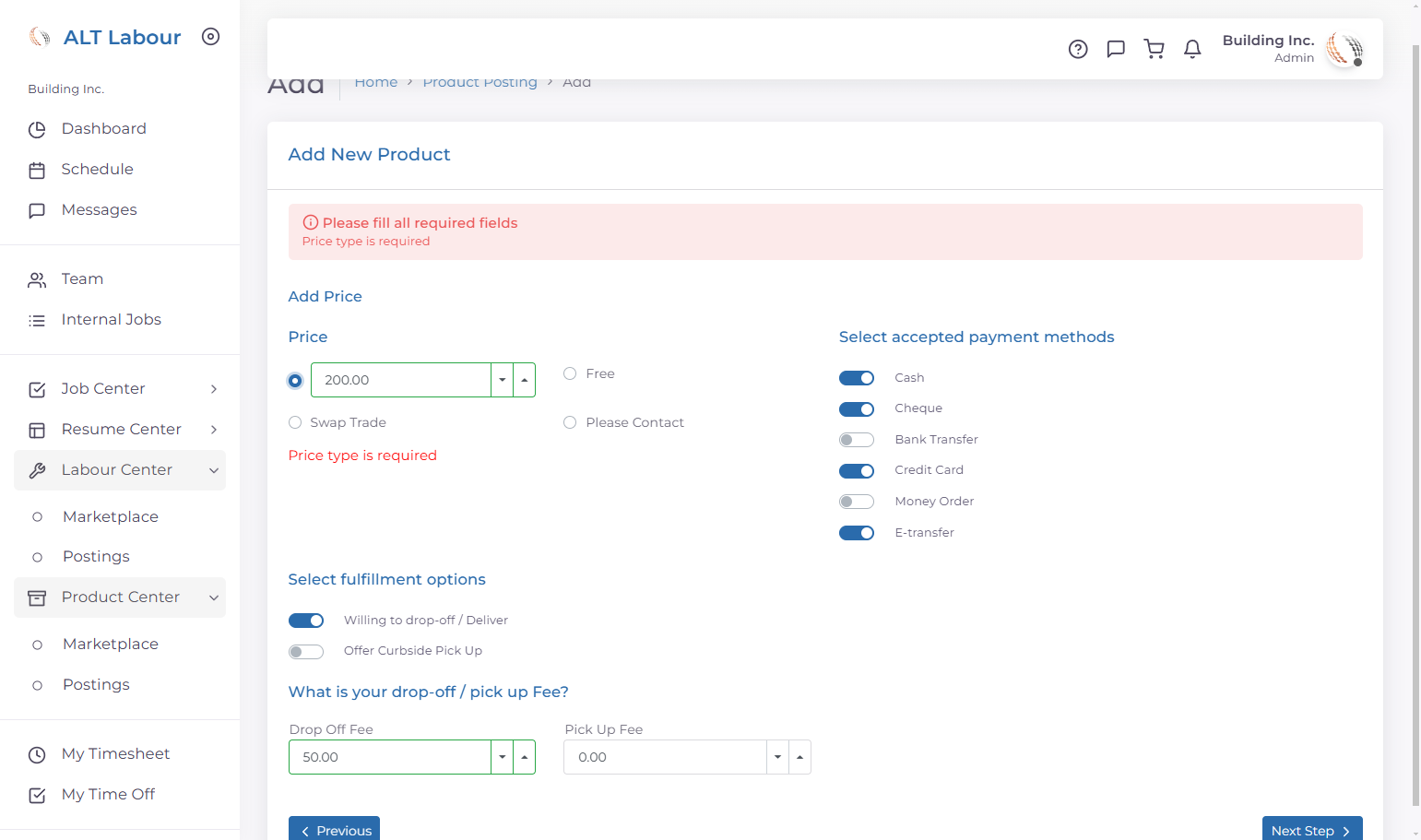 Select Price Type