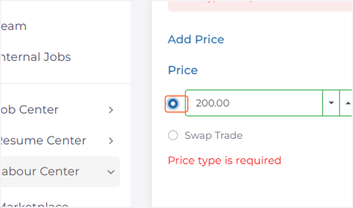 Select Price Type
