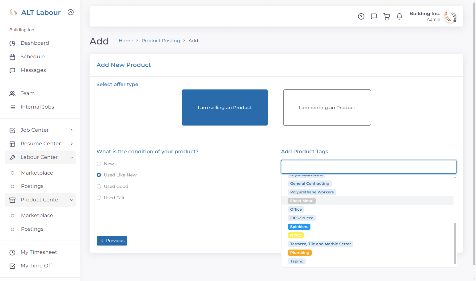 Select desired tags