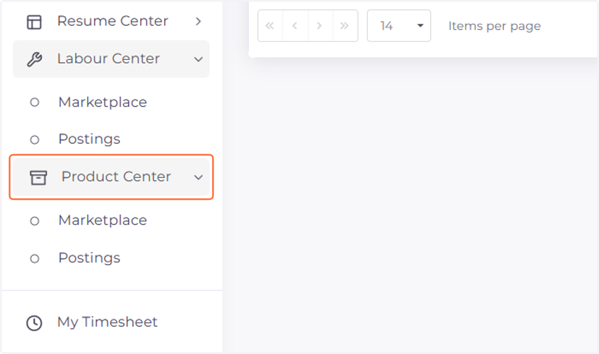 Click on Product Center