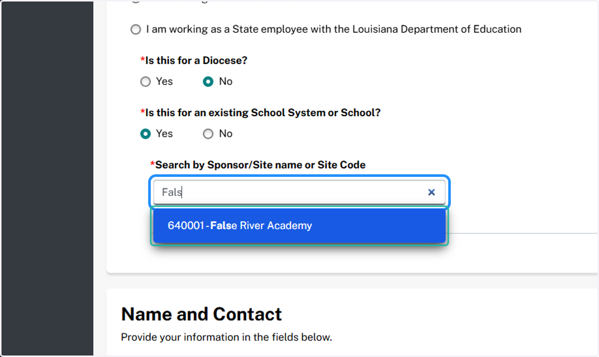 Click on your school.