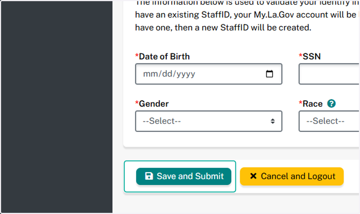 Review the entered information. Click Save and Submit.