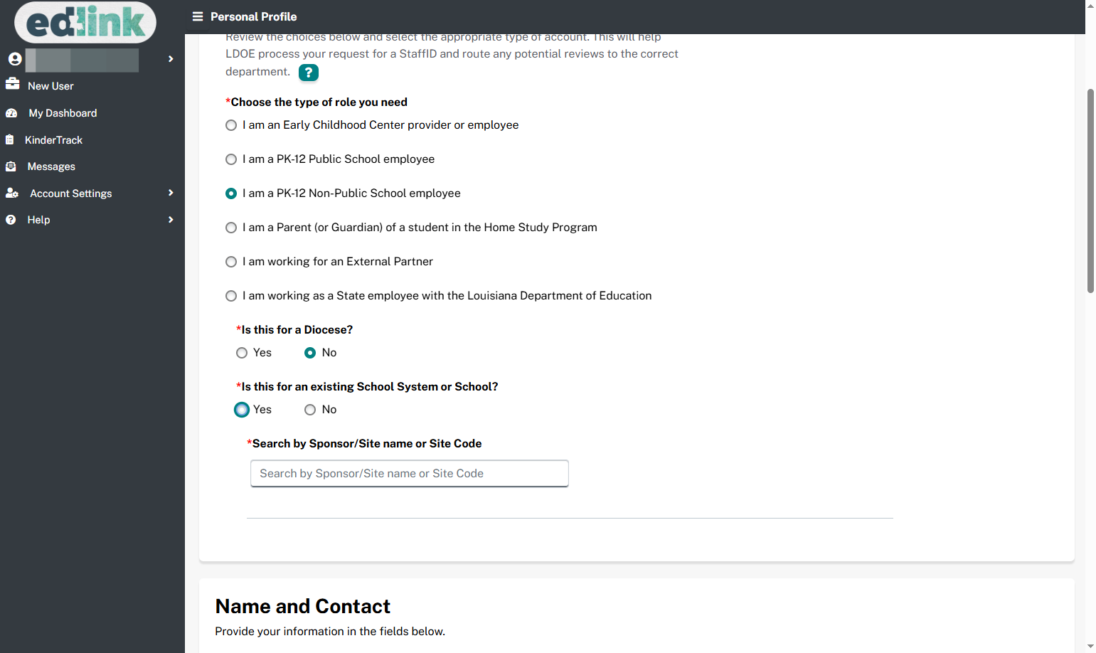 If your school is part of an existing school system, select 'yes'. If your school is a new school system, select no.