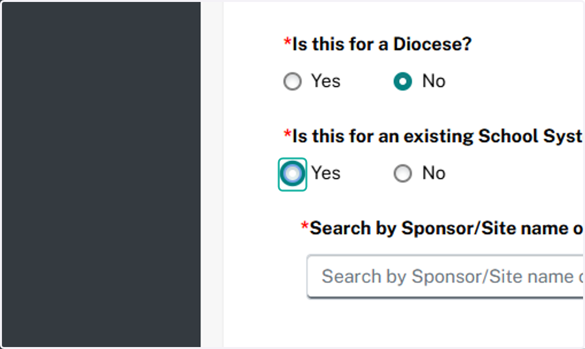 If your school is part of an existing school system, select 'yes'. If your school is a new school system, select no.