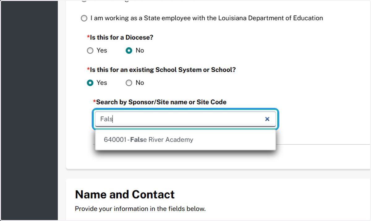 Type the name of your school.