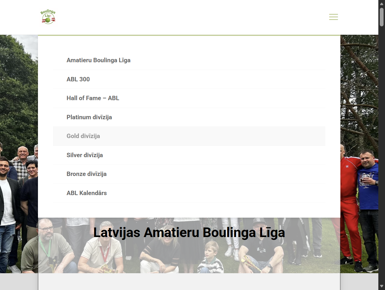Izvēlamies interesējošās divīzijas lapu ...