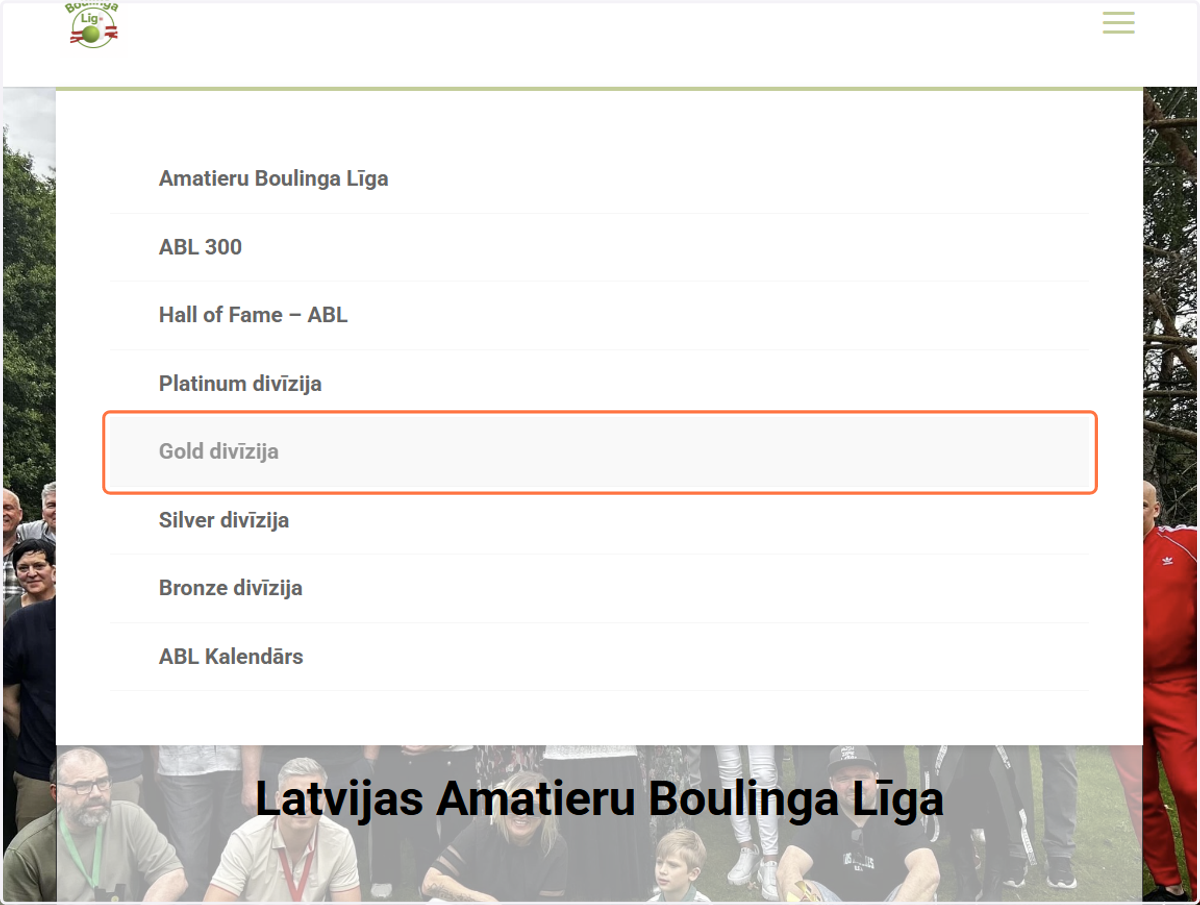 Izvēlamies interesējošās divīzijas lapu ...