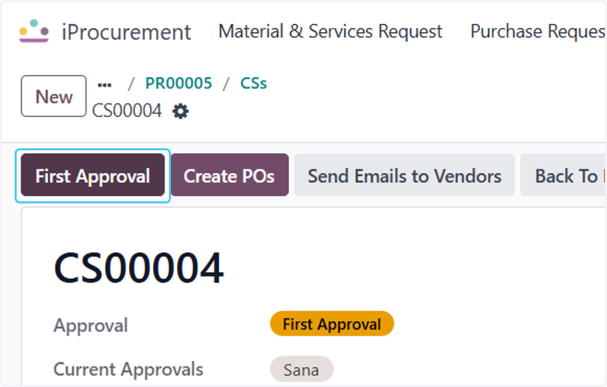 Click on First Approval