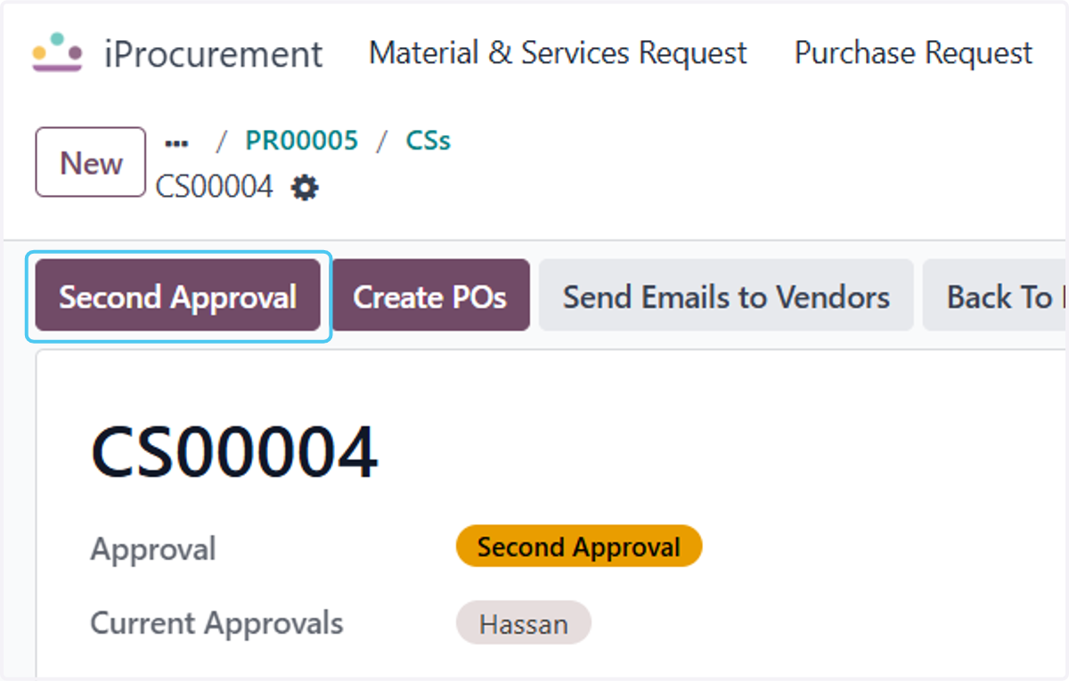 Click on Second Approval