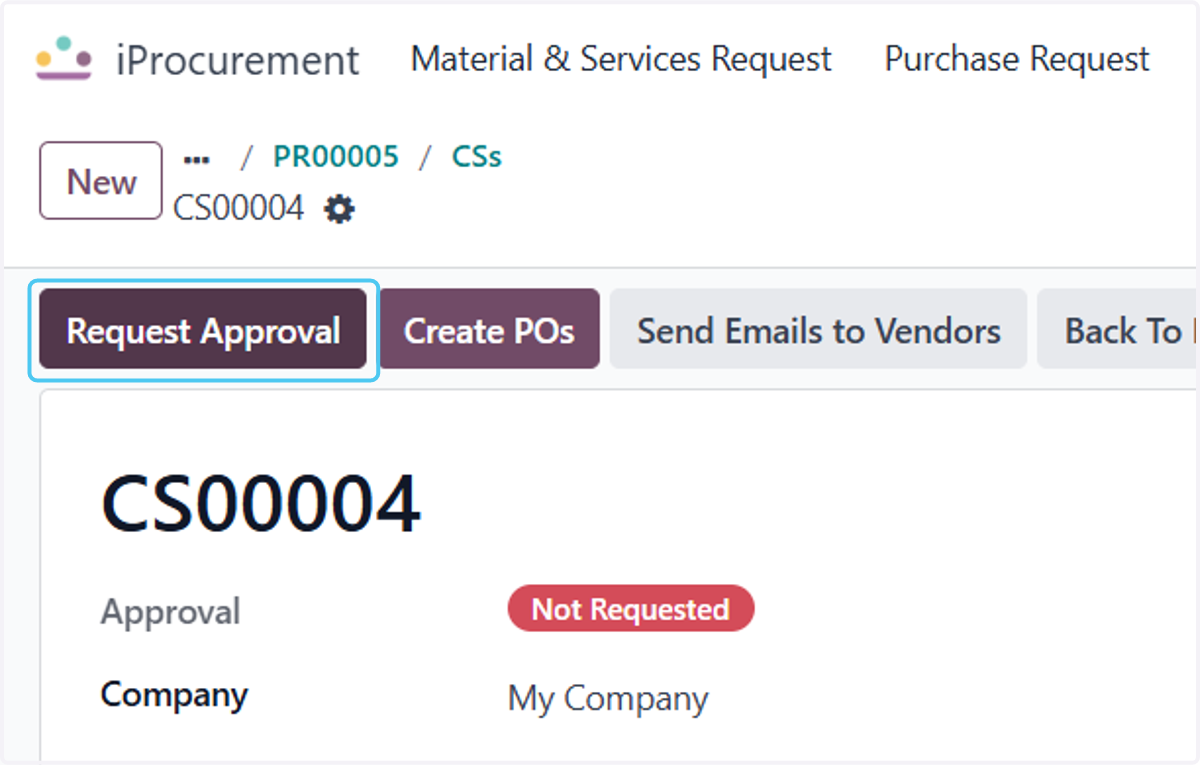 Click on Request Approval