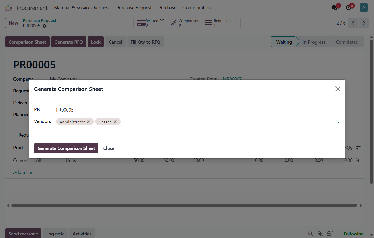 Click on Generate Comparison Sheet