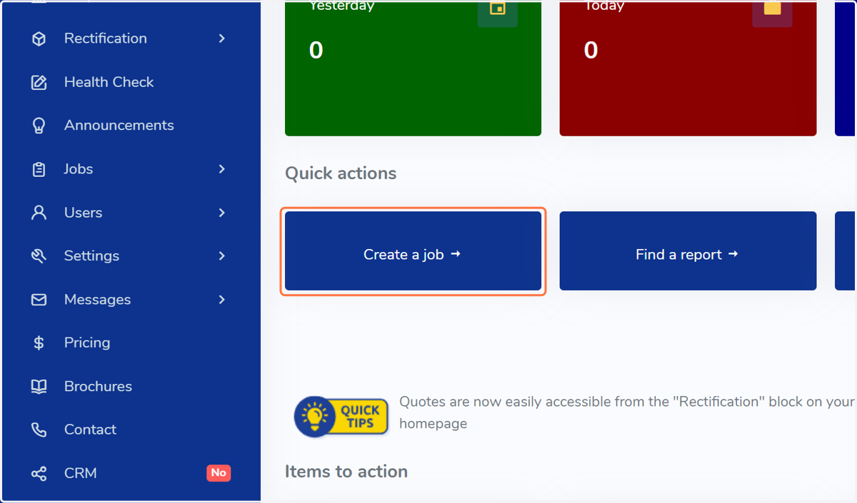 From the Homepage, click on "Create a job"