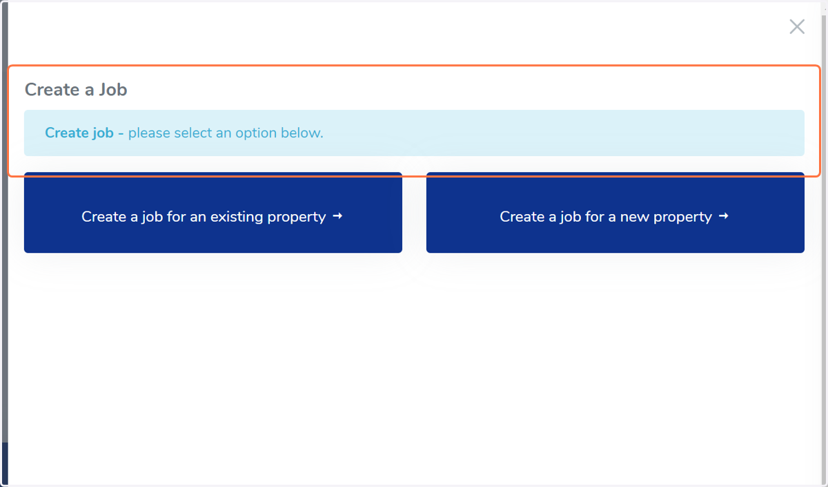 This will open the creation workflow - to proceed, select the appropriate pathway. **Please Note, if your CRM is connected and you are unable to find an address, please contact our Customer Success Team for assistance.