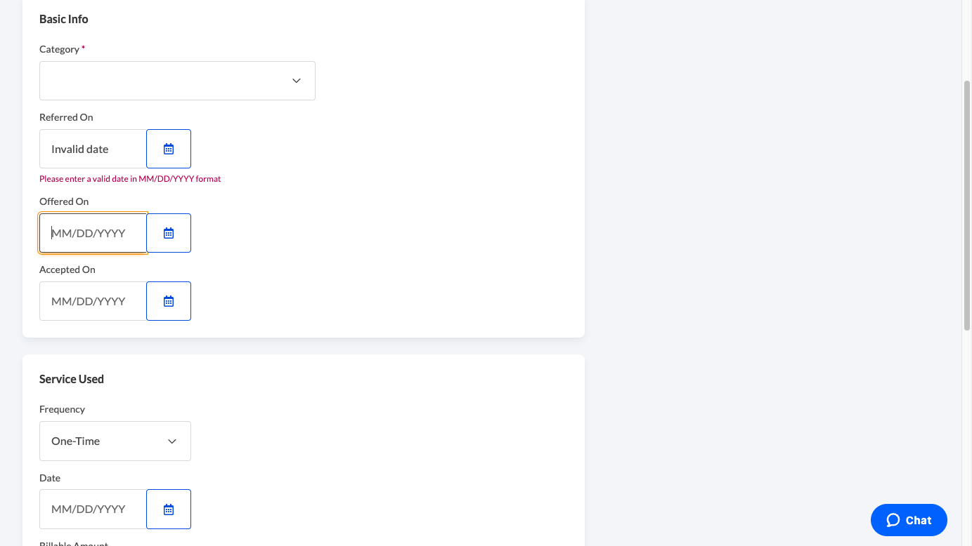 [OPTIONAL] Enter the date a caregiver accepted a service